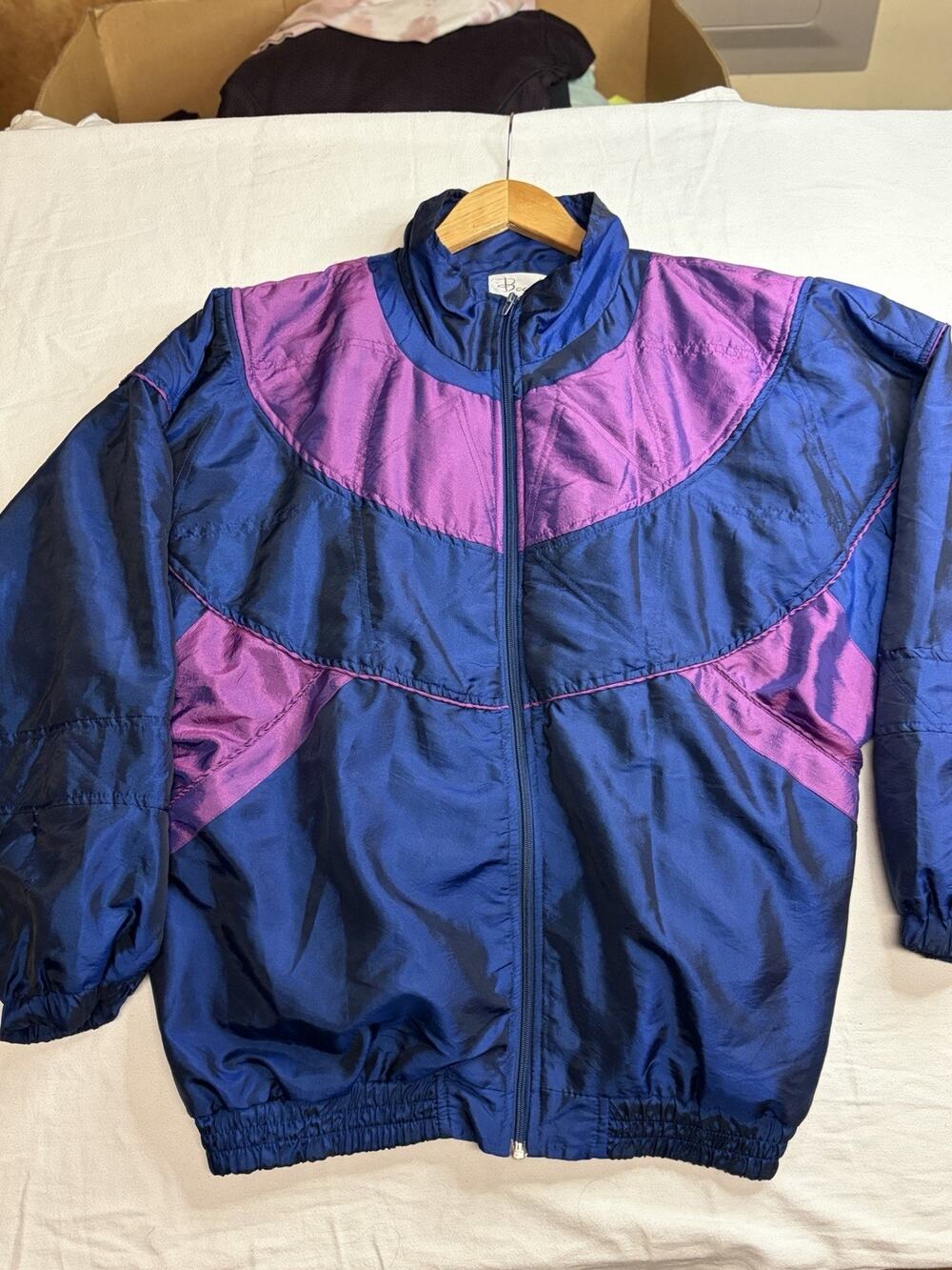 VTG Bocoo Windbreaker Jacket Women L Colorblock Blue Pink Hong Kong 80s 90s